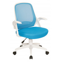 OSP Home Furnishings JKN26-W7M Jackson Office Chair with Blue Mesh and White Frame including Flip Arms
